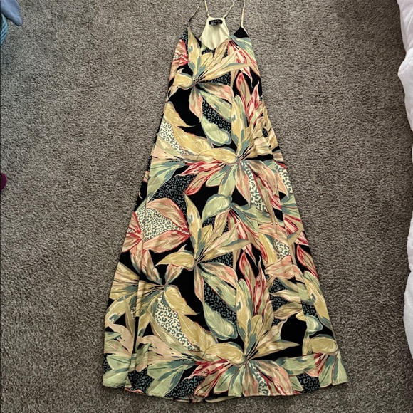 Nicole Miller Green Tropic Print Dress size S w/ built in shelf bra and pockets. - Picture 1 of 3